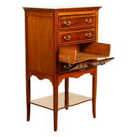 Antique Edwardian Sheraton Inlaid Mahogany Sheet Music File Cabinet Chest 1900