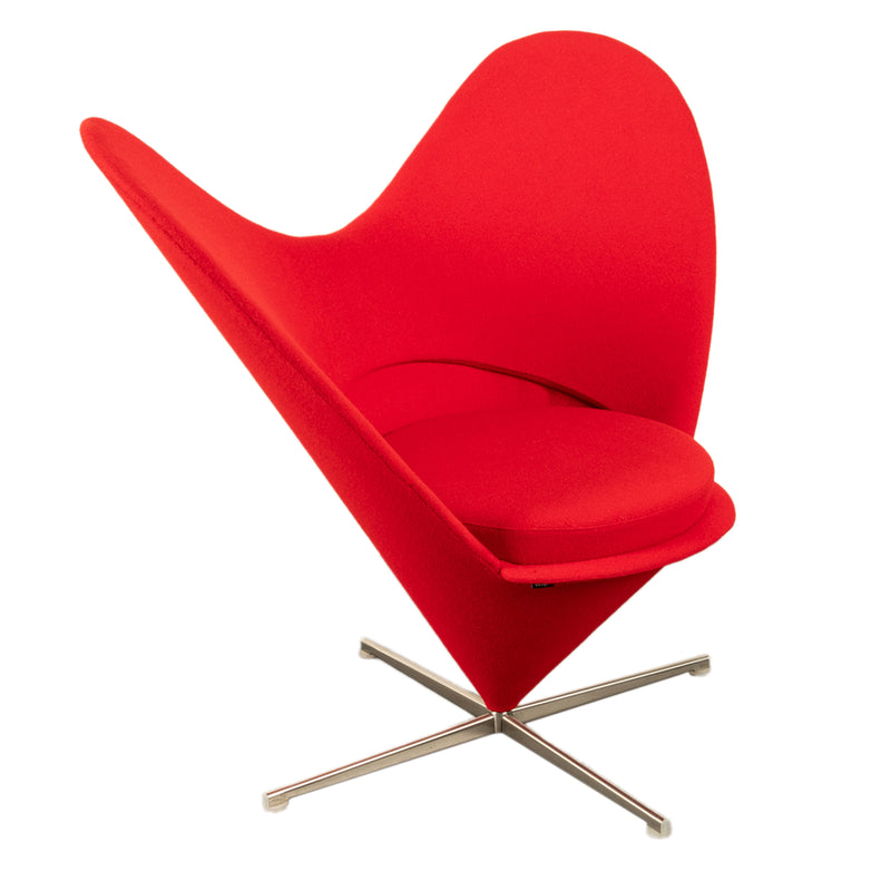 Mid Century Modern Red Heart Cone Chair Verner Panton for Vitra Mint Condition