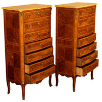 Pair Antique French Semainier Ormolu Marble Chests of Drawers by Kahn & Cie 1895