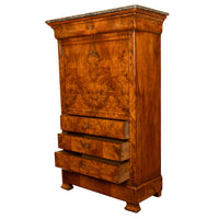 Antique French Louis Philippe Burr Walnut Secrétaire à Abattant Desk Chest 1840