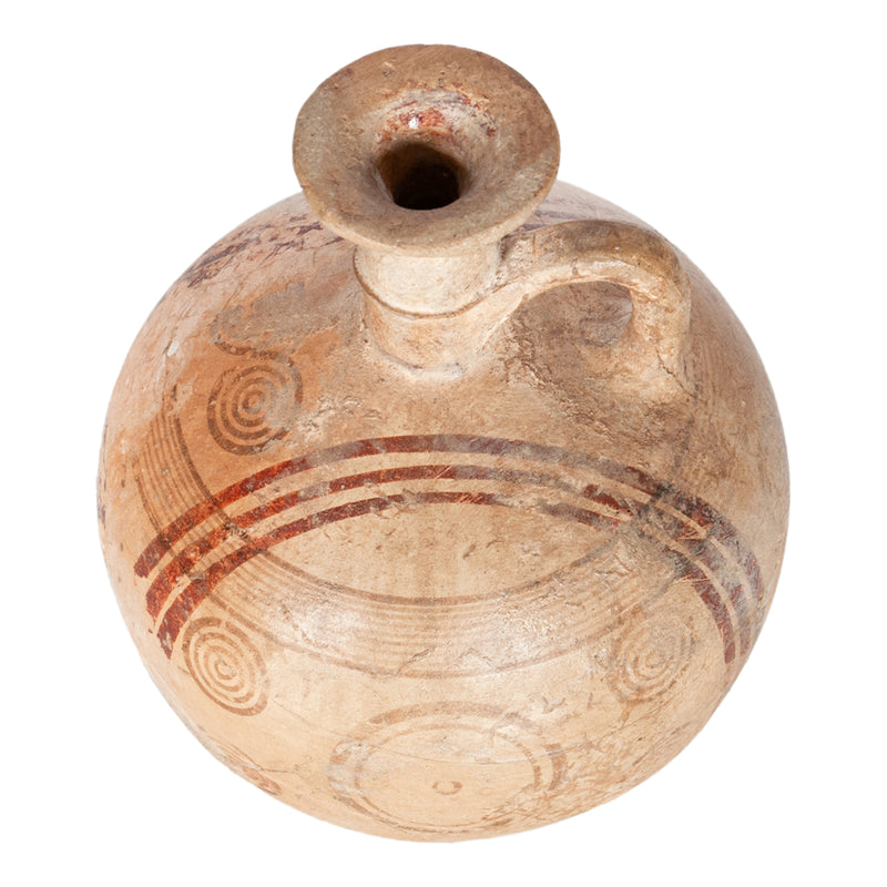 Ancient Greek Cypriot Pottery Bichrome Aryballos Oinochoe Bullseye Flask 750 BC