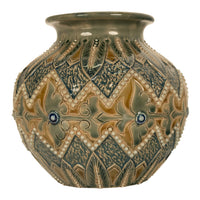 Antique Aesthetic Movement Doulton Lambeth Stoneware Vase Elizabeth Atkins 1883