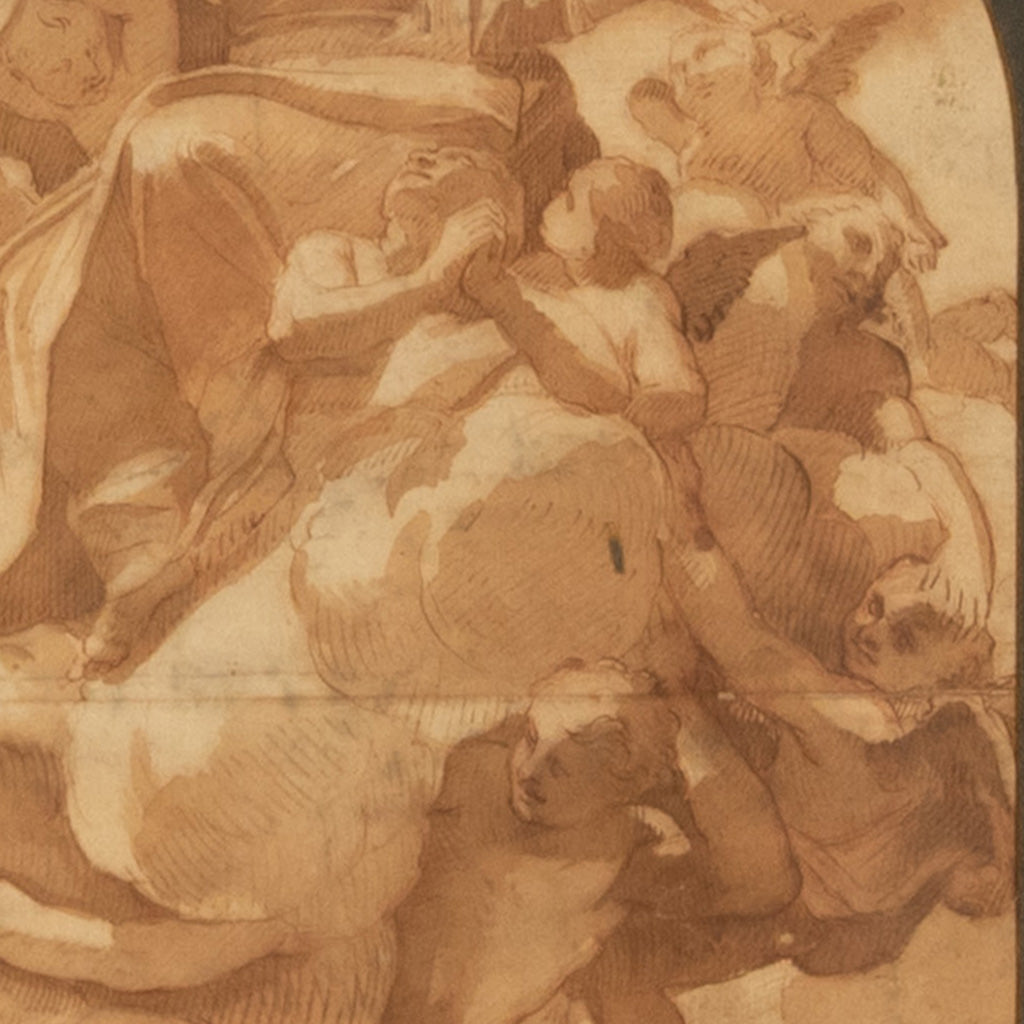 Important 16th Century Italian Renaissance Baroque Old Master Drawing Watercolor by Annibale Carracci, Circa 1590
