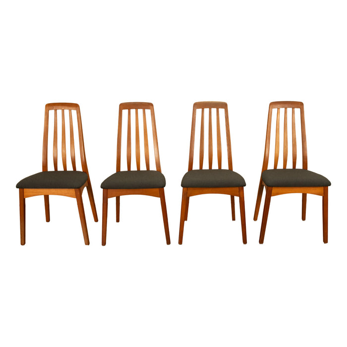 Set 4 Danish Mid Century Modern "Eva" Teak Dining Chairs by Niels Koefoed 1964
