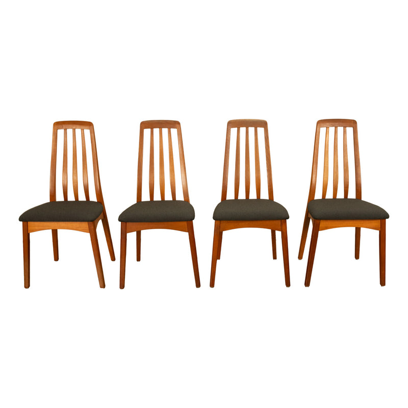 Set 4 Danish Mid Century Modern "Eva" Teak Dining Chairs by Niels Koefoed 1964