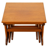 Set of Three Danish Mid Century Modern Teak Nesting Side Coffee Tables 1960s