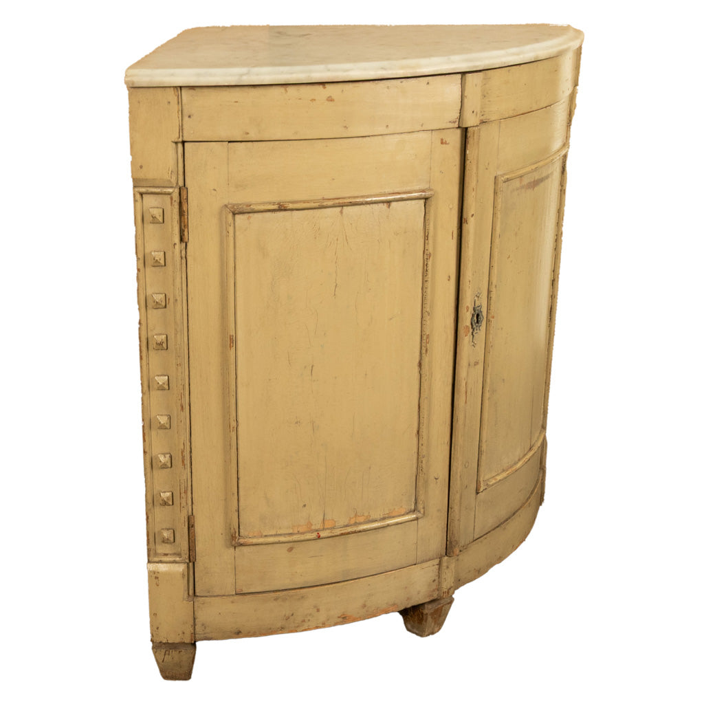 Antique 18thC Swedish Painted Gustavian Marble Top Corner Cupboard Cabinet 1780