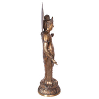 Antique 18th Century Japanese Edo Gilt Bronze Kannon Buddha Statue Figure 1750
