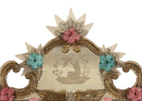 Antique Style Italian Handmade Murano Venetian Etched Glass Mirror Fratelli Tosi