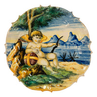 Antique 19th Century Pair Early Cantagalli Majolica Istoriato Plates Italy 1880