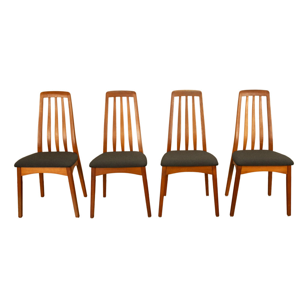 Set 4 Danish Mid Century Modern "Eva" Teak Dining Chairs by Niels Koefoed 1964