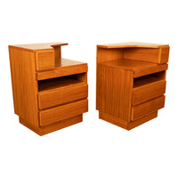 Pair Mid Century Modern Danish Teak Nightstands Chest Drawers by Scan Coll 1970