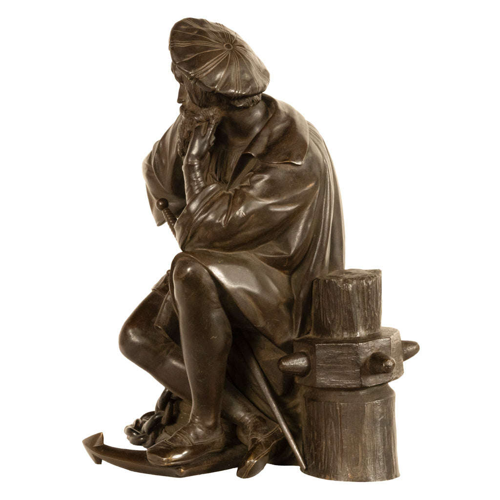 Fine Antique French School Bronze Sculpture Statue of Christopher Columbus 1870