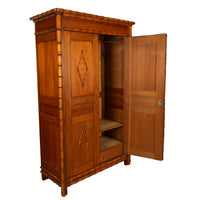 Antique 19th Century French Faux Bamboo Pine Armoire Wardrobe Cupboard 1880