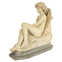 Antique Large Italian Grand Tour Carrara Marble Carved Statue Sculpture "Psyche" by Oreste Ferrari, 1880