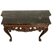 Antique English Georgian Carved Mahogany Portoro Marble Console Side Table 1820