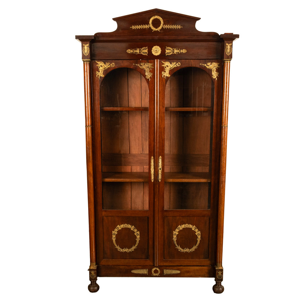 Antique French Empire Mahogany Ormolu Bookcase Bibliotheque Display cabinet 1810