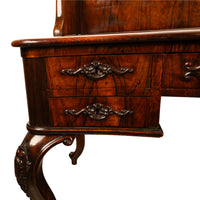 Antique French Carved Rosewood Louis Philippe Rococo Desk Bureau Writing Table Circa 1850