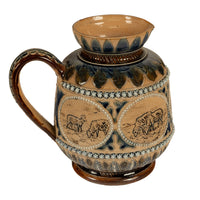 Antique Aesthetic Movement Doulton Lambeth Hannah Barlow Stoneware Jug Sheep, 1873