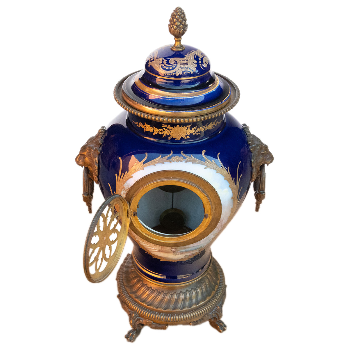 Antique French Sèvres Porcelain G. Poitevin Ormolu Japy Freres 8 Day Clock 1875