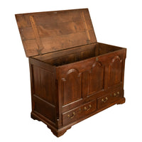 Antique 18th Century Georgian Paneled Lift up Lid Oak Mule Chest Coffer 1760