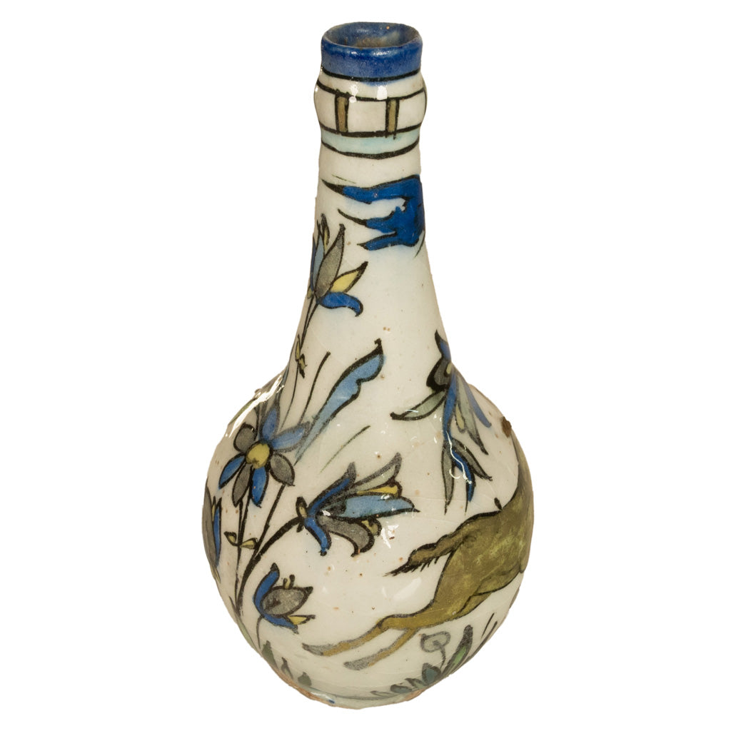 Antique 19th C Ottoman Persian Islamic Qajar Period Iznik Pottery Bottle Vase