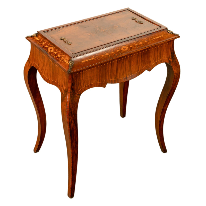 Antique French Marquetry Rosewood & Ormolu Jardiniere Wine Celarette Table 1860