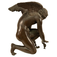 Monumental Antique French Bronze Sculpture Statue Cupid & Marble Ormolu Pedestal by Antoine-Denis Chaudet, 1870