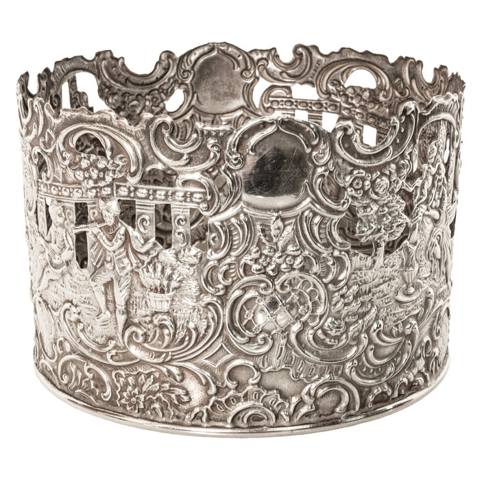 Antique American Sterling Silver Wine Bottle Decanter Coaster Cuff New York 1915