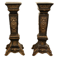 Pair Antique Regency Louis XV Style Gilt Bronze Pedestals Column Stands 1910