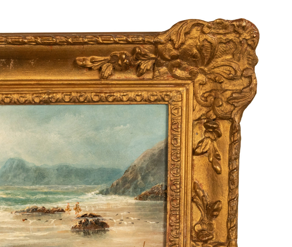Antique 19th Century Marine Seascape Coastal Maritime English Channel Painting by James Webb, 1860