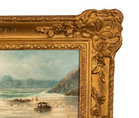 Antique 19th Century Marine Seascape Coastal Maritime English Channel Painting by James Webb, 1860