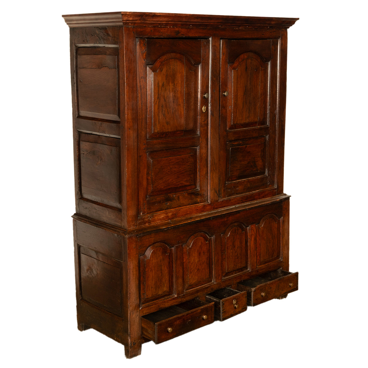Antique 18th Century Welsh Oak Press Livery Housekeepers Cupboard Cabinet 1750