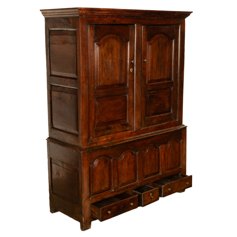Antique 18th Century Welsh Oak Press Livery Housekeepers Cupboard Cabinet 1750