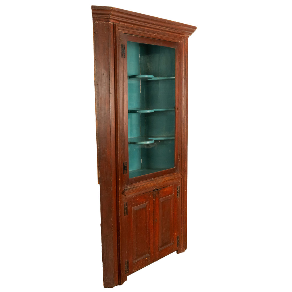 Antique American Painted Pine Federal Country Corner Cabinet Pennsylvania 1820