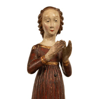 Antique Italian 15th Century Carved Wood Hand-Painted Madonna Statue Vecchietta 1460