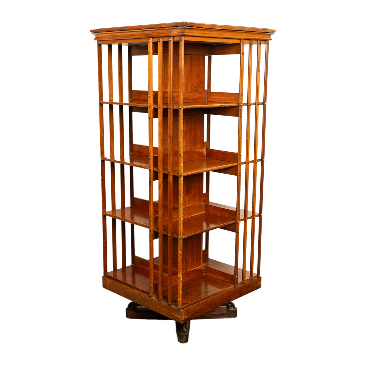 Antique American Walnut John Danner 4 Tier Revolving Bookcase Canton Ohio 1877