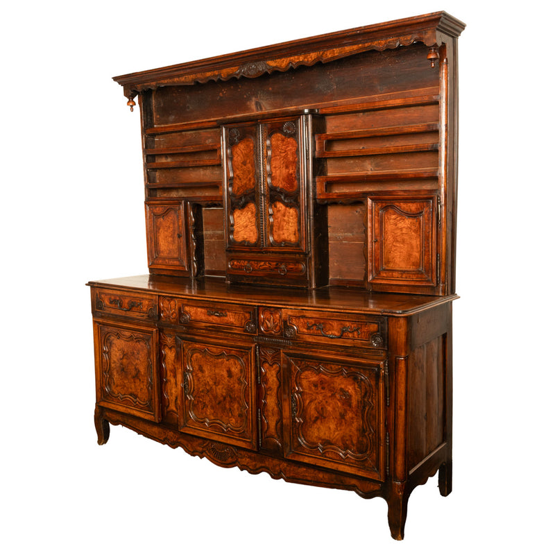 Antique French Provincial Normandy Carved Walnut Dresser Buffet Vaissilier 1790
