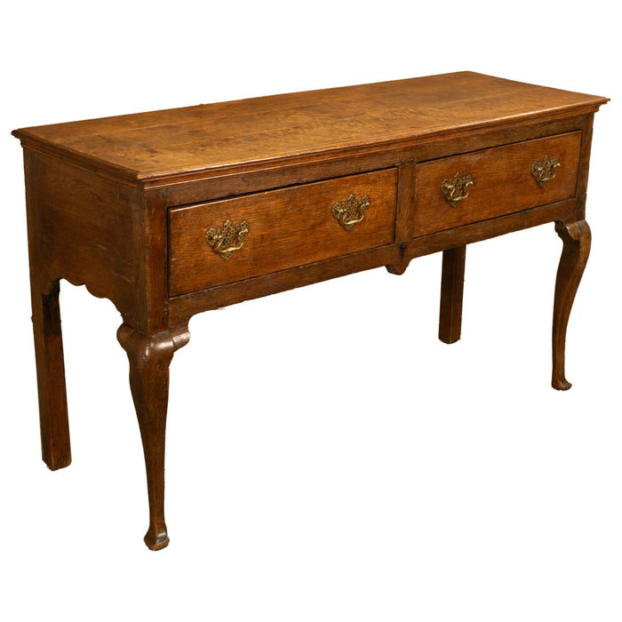 Antique 18thC Georgian Oak Welsh Two Drawer Dresser Base Server Side Table 1760