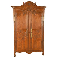 Antique Early 19th Century French Carved Oak Wedding Armoire Wardrobe Normandy 1820