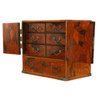 Antique Japanese Meiji Kodansu Tansu Marquetry Table Cabinet Jewelry Chest 1880
