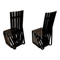 Pair American Modernist "High Sticking" Black Chairs Frank Gehry for Knoll 1992