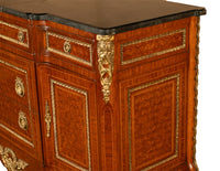 Antique French Parquetry Ormolu Marble Top Louis XVI Commode Chest Drawers 1880