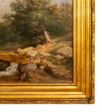 Large Antique English 19thC Oil Painting River Lyn Landscape Barnstaple Devon by Albert Lane, 1860