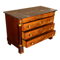 Antique French Empire Mahogany Marble Top Ormolu Commode Chest of Drawers 1810