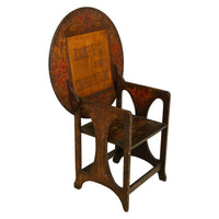 Antique Folk Art Poker Work Arts & Crafts Monks Bench Table Chair New York 1900