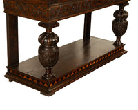 Antique 16th C Elizabethan Tudor Inlaid Oak Carved Court Cupboard Cabinet 1580