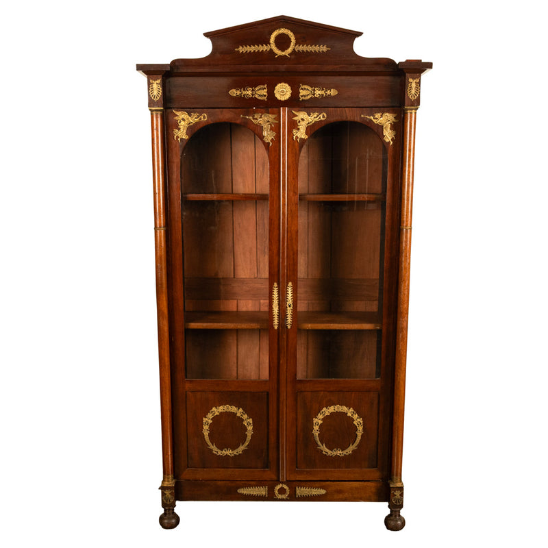 Antique French Empire Mahogany Ormolu Bookcase Bibliotheque Display cabinet 1810