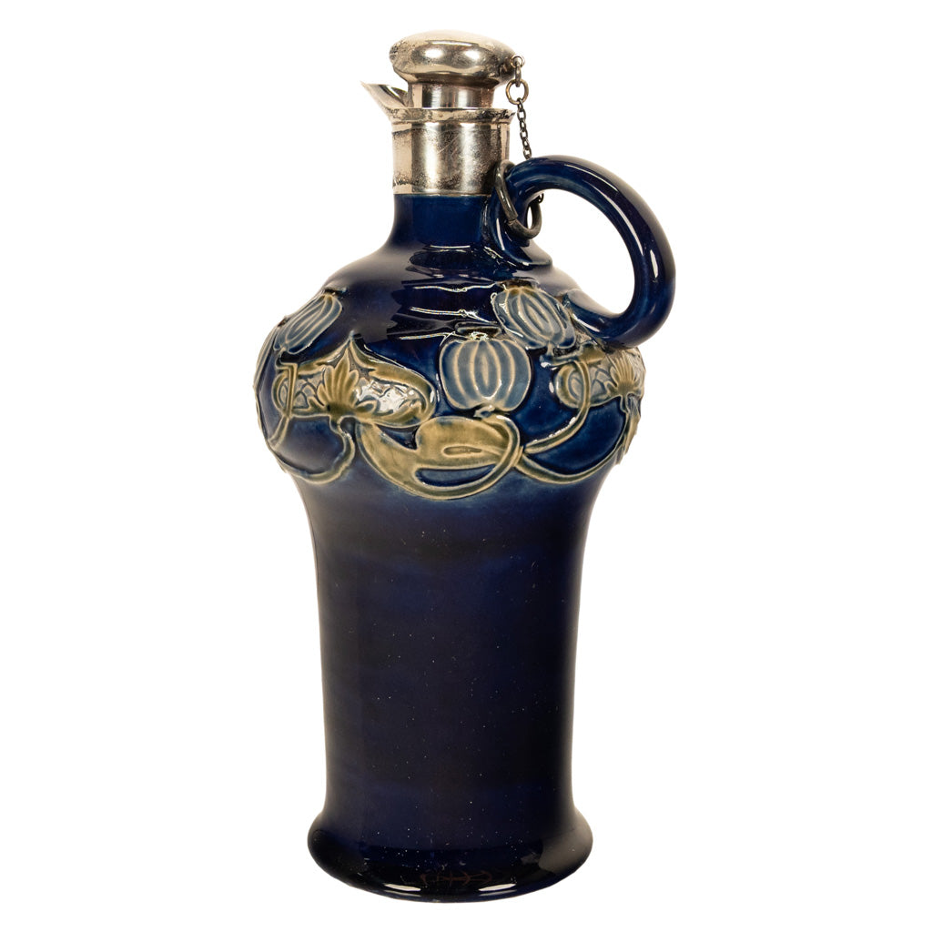 Antique Art Nouveau Royal Doulton Lambeth Whiskey Jug Silver Mounts London 1903