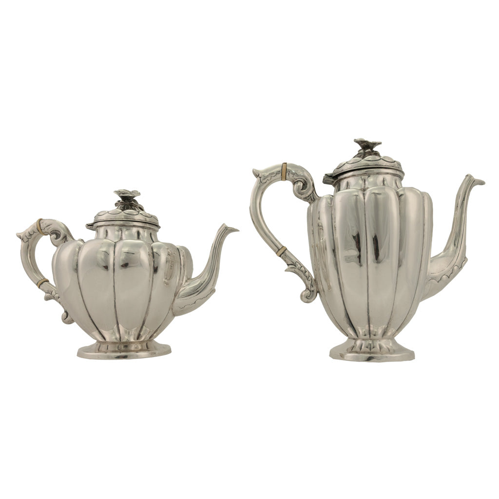 Fine Antique Art Deco Sterling Silver L. Maciel Mexican 3 Piece Tea & Coffee Set 1935 2834 grams.